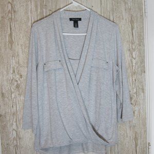 WHBM Gray Crossover T Size Medium EUC